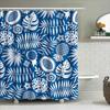 White Blue Leaf Shower Curtain Bathroom Decorative Printed Fabric Waterproof Bath Rug Tarp Shower Cover Home Decor Customizable
