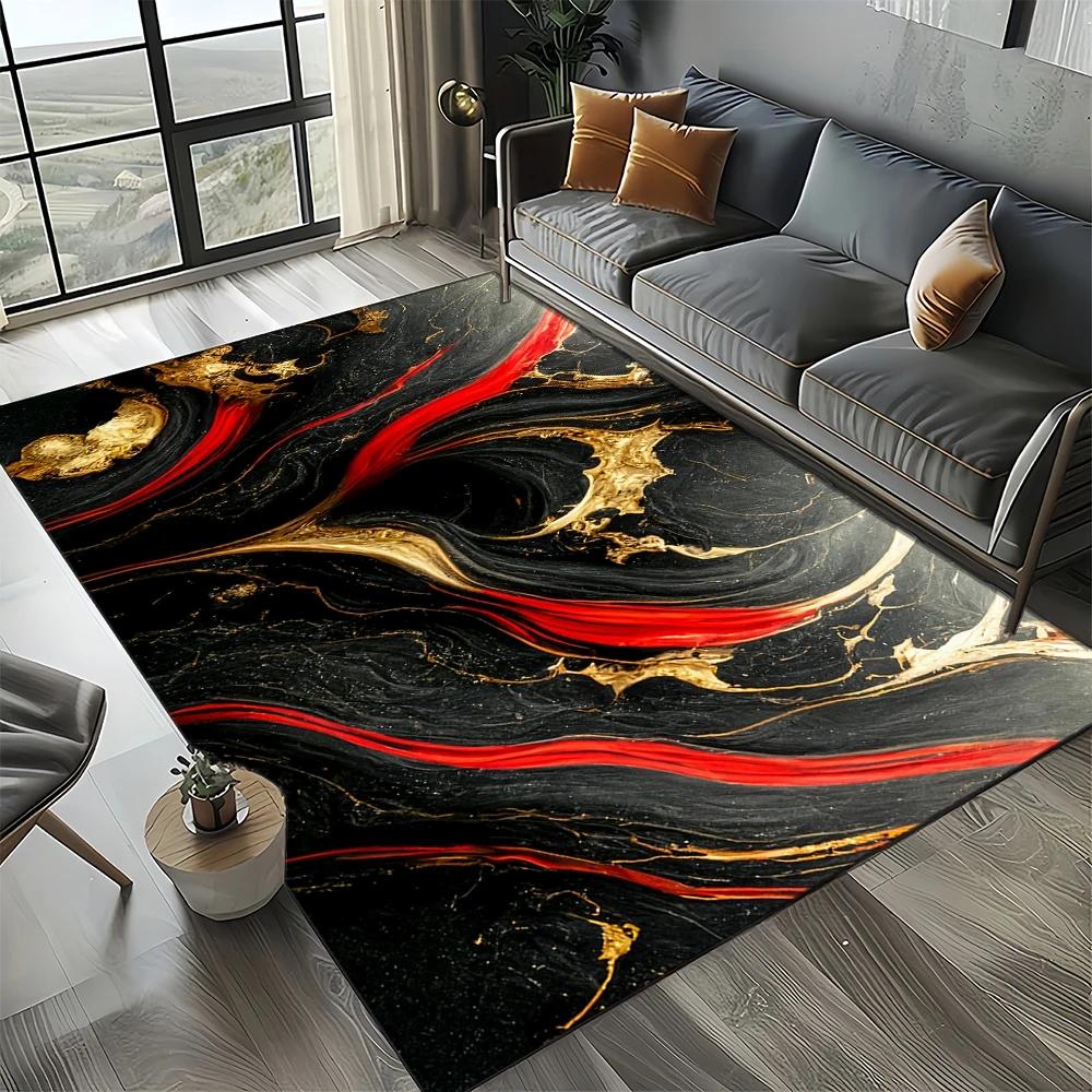 Neuer Stil Schwarz Weiß Gold Marmor Mode 3D Teppich Teppich für Wohnzimmer Schlafzimmer Zuhause Sofa Dekoration, Kinder Rutschfeste Bodenmatte