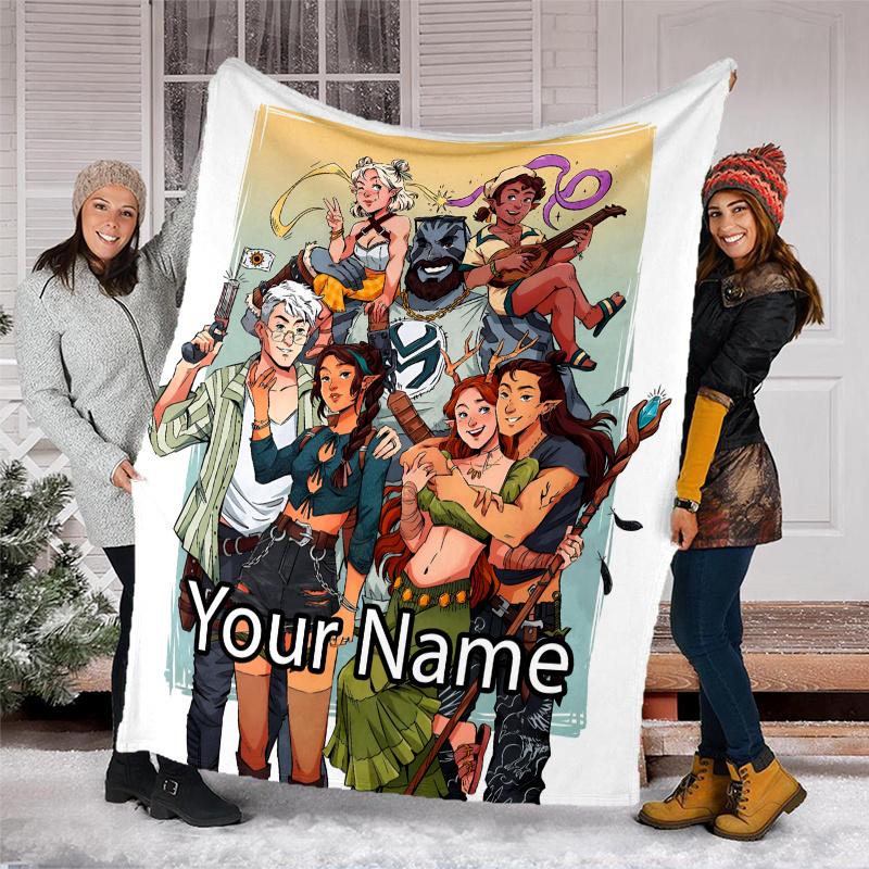 Custom Name Vox Machina Theme Printed Blanket - Perfect for Couch, Bed, Travel & Outdoor Use | Machine Washable, Cozy & Durable.