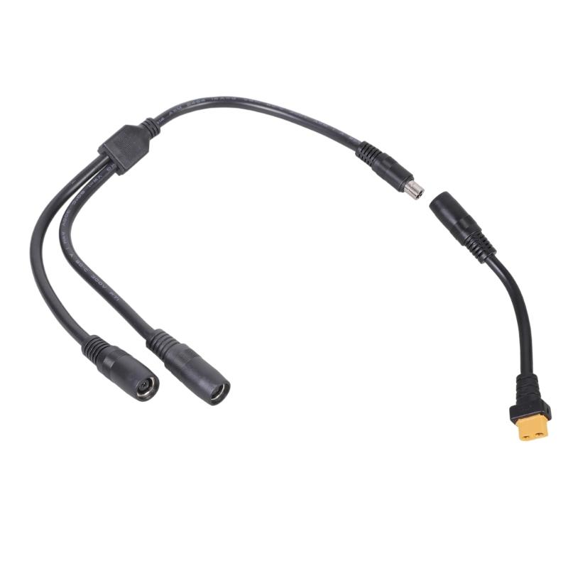 55cm XT60 to Double DC8020 Power Cable with 14AWG Coppered Cores for Battery Charging Cord Durability