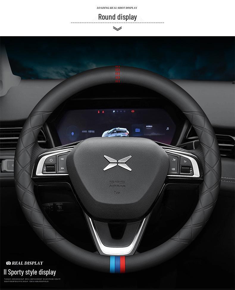Premium Genuine Leather Steering Wheel Cover for New Xpeng P7, P5, G3, G9 - Ultra-thin, All-Season Grip