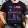 TV Girls Who Really Care About Graphic Printing Tshirts Mens Fashion Retro Oversized Cotton Tshirts with Short Sleeves