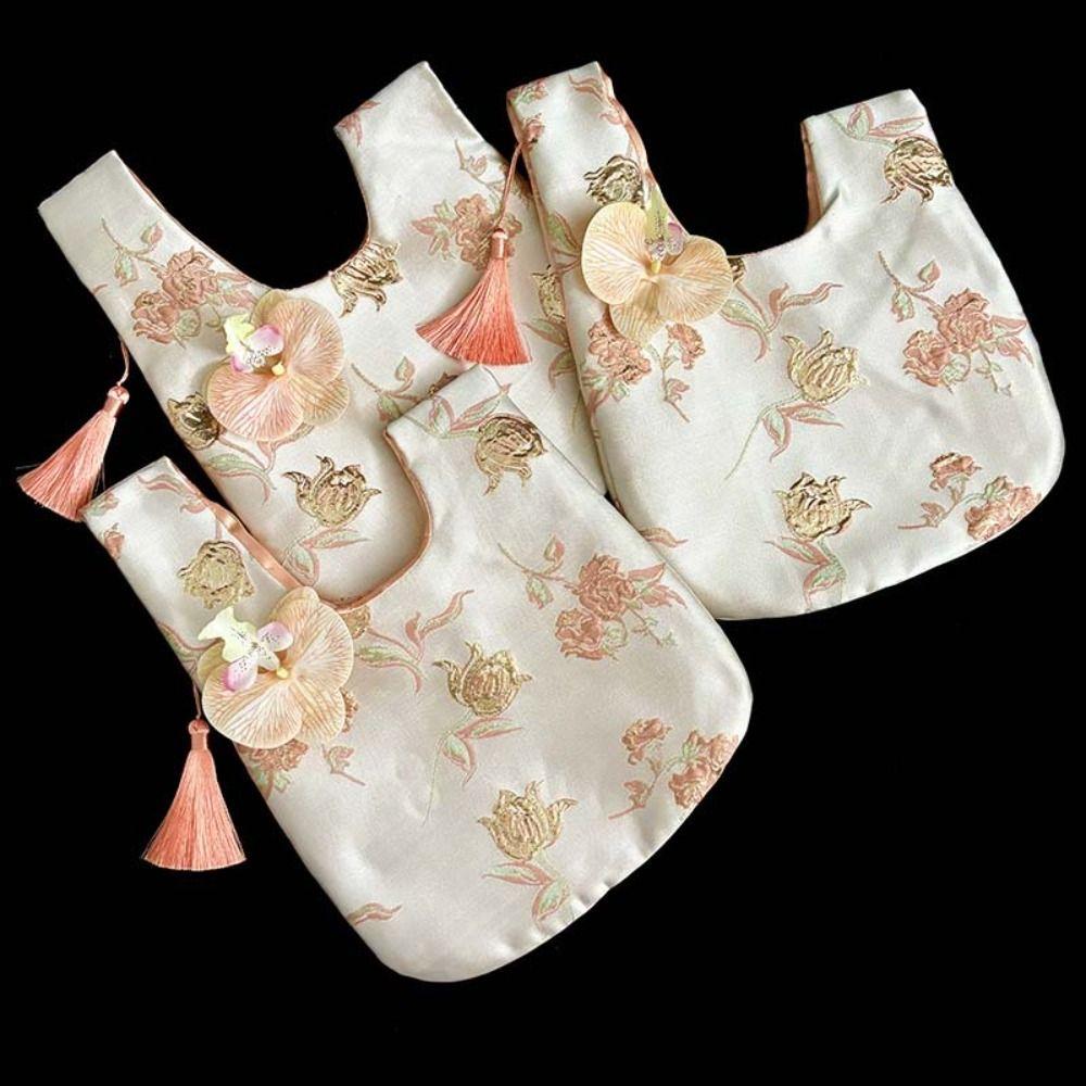 Flower Pendant Tassel Knot Wrist Bag Storage Bags Cheongsam Accessories Girls
