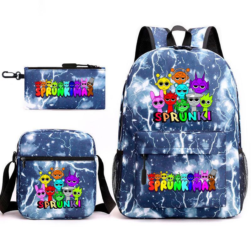 Anime Cartoon Backpack Sprunki Large Capacity Primary School Student Schoolbag Satchel Pencil Case