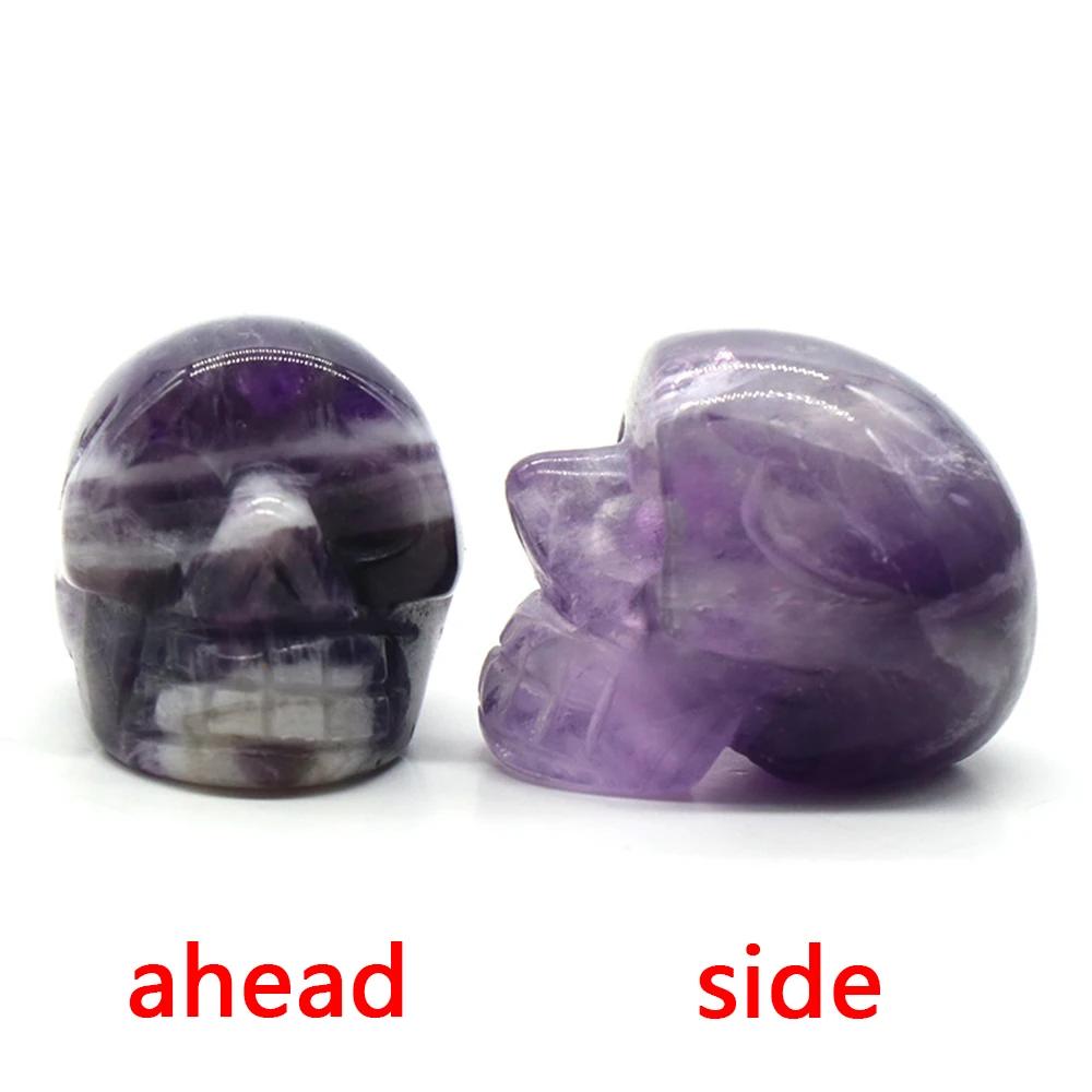 Natural Crystals Skulls Mineral Ghost Head Polished Carved Halloween Gift Desktop Home Decor Stone Crafts Skull Statues 14Colors