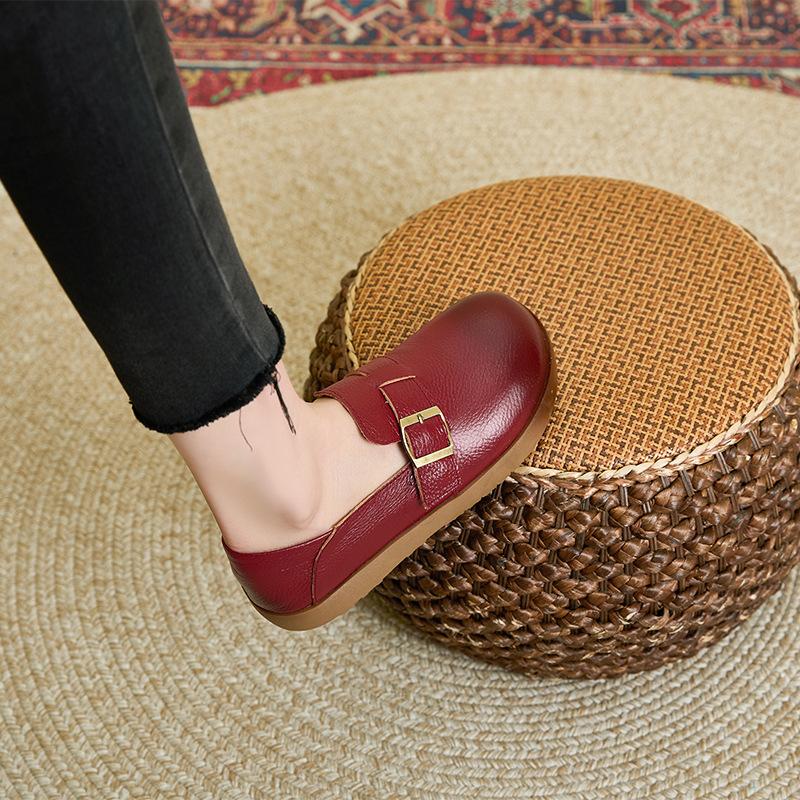 The first layer of cowhide thick bottom women's autumn outer wear fashion bag head women one pedal