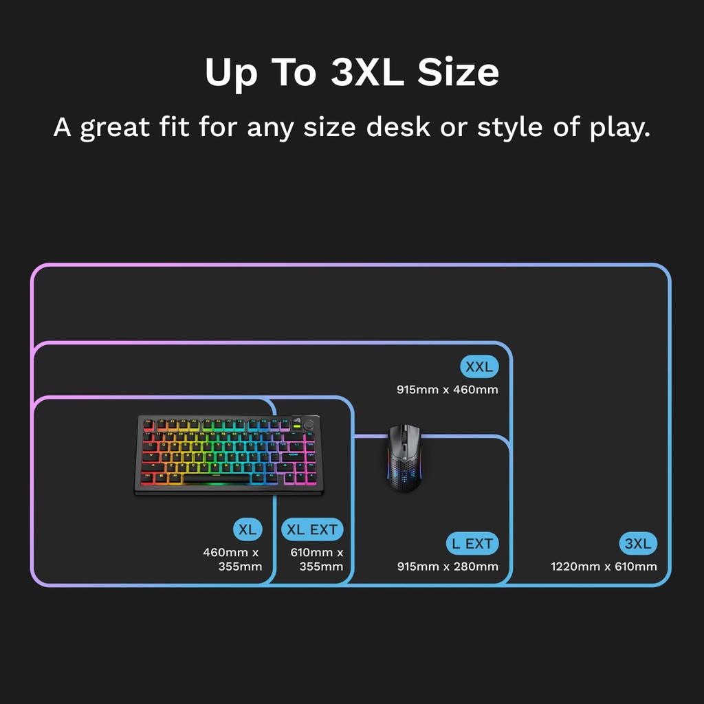 Glorious Mouse Pad 2 GLED XXL Black RGB Lighting Cloth Gaming Mouse Pad X MS0774 (915 460mm) GLO-MP2-GLED-XXL-B