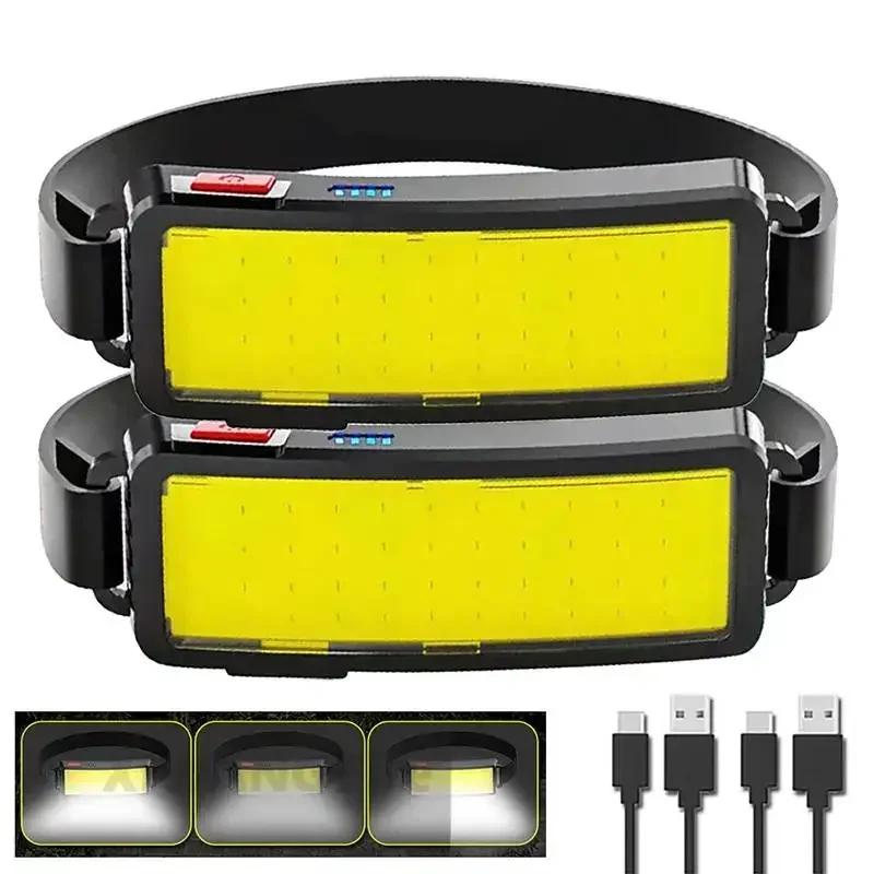 Strong Light COB Headlight Long Battery Life USB Charging Waterproof Outdoor Night Fishing Night Running Maintenan Work Light