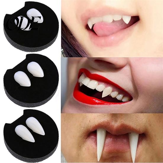 2 pezzi 13/15/17/19mm Halloween finti denti da vampiro zanne protesi Prop decorazioni per feste
