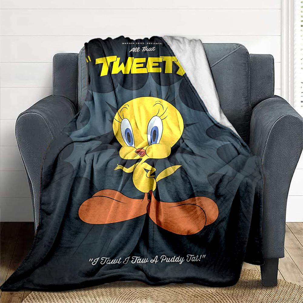 1 Stück Tweety Vogel Looney Tunes Flanelldecke, Weich Hautfreundlich mit Digitaldruck, Verschiedene Größen erhältlich für Familie, Freunde, Geburtstag