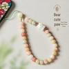 Colorful Three-Flower Bodhi Root Phone Lanyard for Women – Cute Wrist Chain Pendant