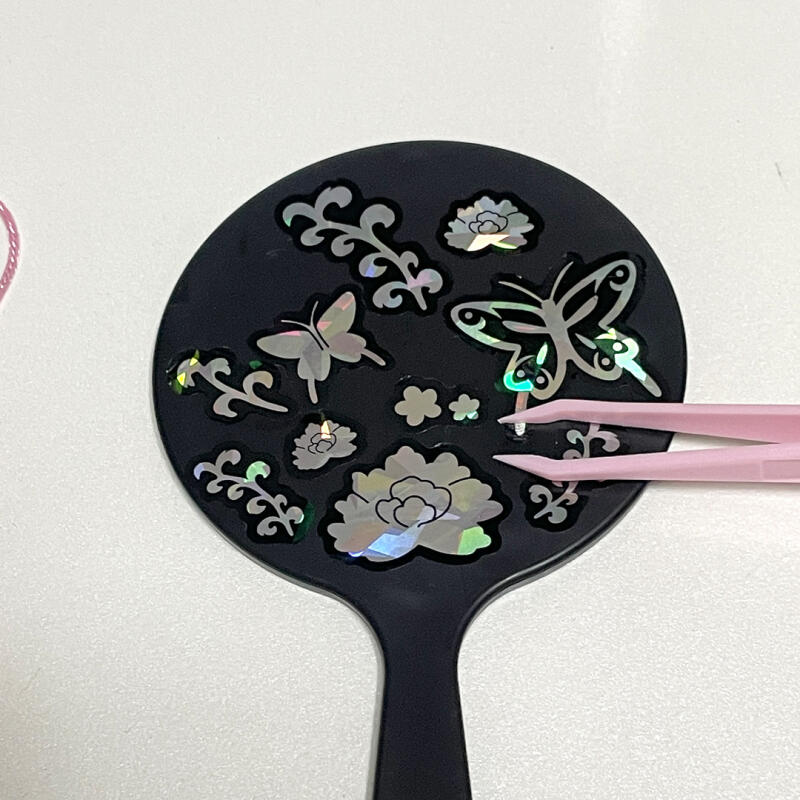 DIY Mother-of-pearl Sticker Hand Mirror Making Kit Portable Mother-of-pearl Lacquerware