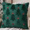 2pcs/set Christmas Bow Embroidered Pillow Covers Polyester Flannel Tree Design Sofa Cushion Festive Party Decor Only Pillowcase