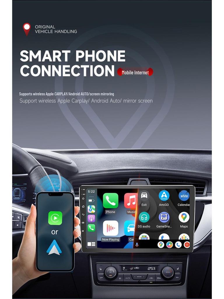 Compatible with 17-19 Kia Huanchi: Android Navigation Player, MP5 Radio, 4+64GB with Built-in CarPlay.
