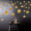 Goldene Weihnachtsgirlande Sternenstreamer 3D Sterne Metallic Papier Hängende Wimpelkette Banner Festliche Feiertagsdekoration