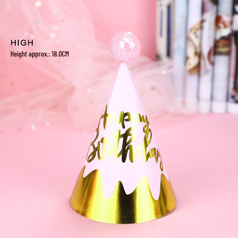 Shiny Cute Birthday Hat with Plush Ball for Party Costumes (Child & Adult)