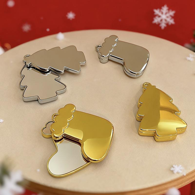 Christmas Tree Snowflake Stock Cosmetic Mirror Sliding Folding Mirror Girls Carry-On Mirror Unbreakable Compact Vanity Mirror