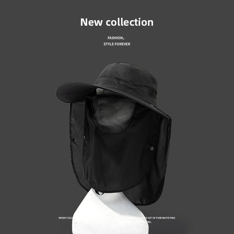 

Summer Fisherman Hat Outdoor Hiking Camping Sun Protection Neck Protection Fishing Hat Men s Pure Color Breathable Mesh Removable Sun Hat Side Mesh Neck Guard-Black Free size (56-58cm)