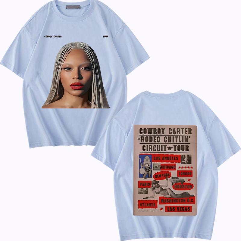 Beyoncé Cowboy Carter Tour 2025 TShirt Men Women Oversized 100% Cotton Hot Sale Short Sleeve Summer Print Unisex Plus Size Tops