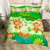 Cute Monkey Bedding Set Full Twin Cartoon Banana Stars Duvet Cover Tropical Wild Animal Fruit Comforter Cover Yellow Quilt Cover
