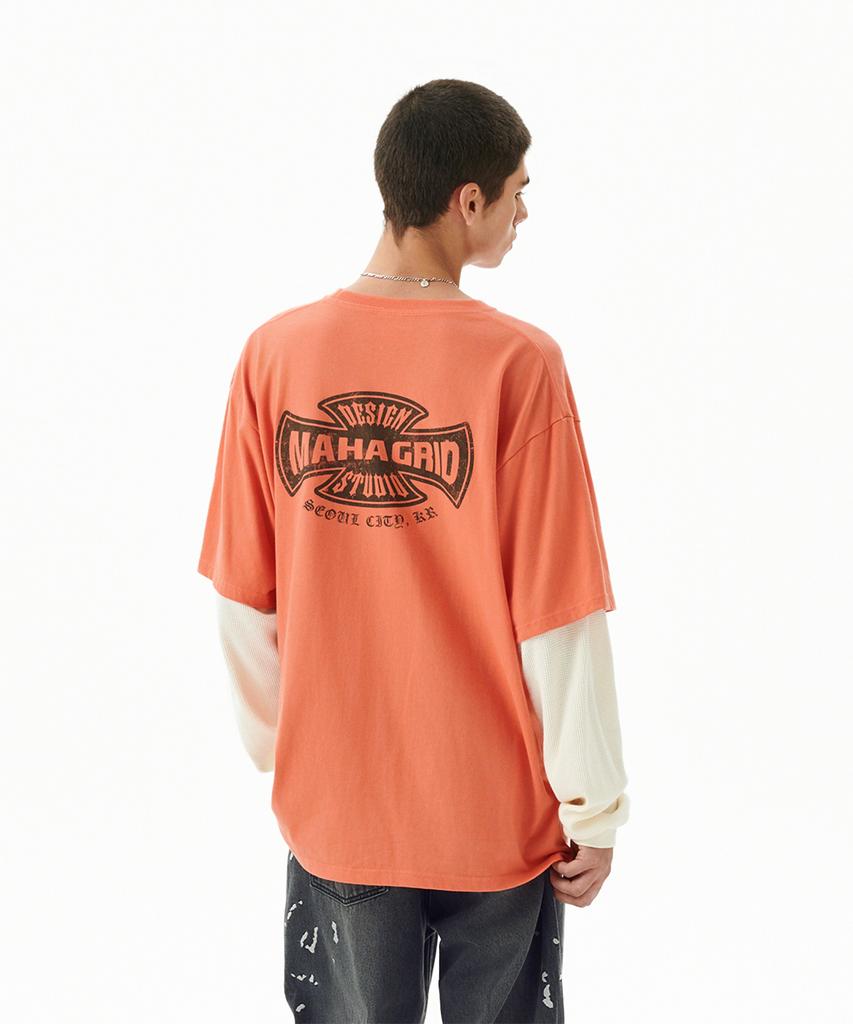 MAHAGRID Cross Logo Thermal Ls Tee Orange(Mg2Ffmt571A)