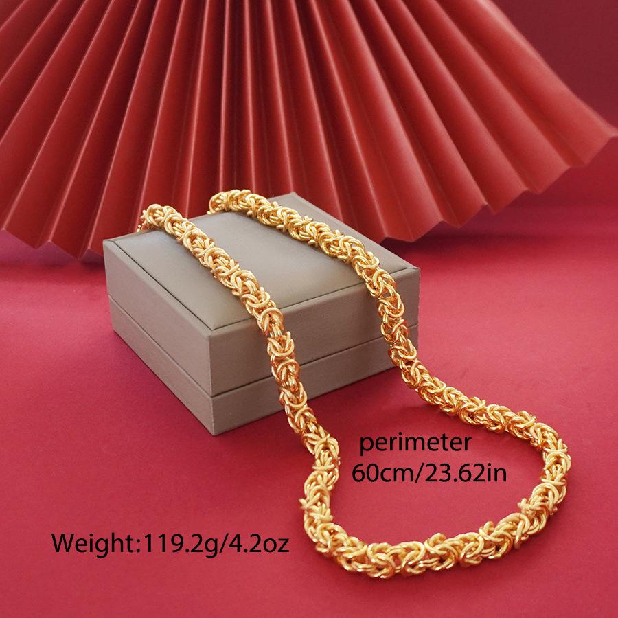 Elegantní pánský 60cm válcový náhrdelník s dračí hlavou v barvě pískového zlata, špičkový design.