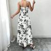 Women’s Sleeveless Spaghetti Strap Long Dress with Floral Print Lightweight Fabric and Square Neckline for Summer