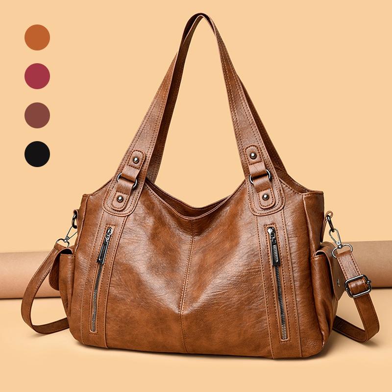Shoulder Bag New Women's Messenger Bag Large Capacity Women's Texture Soft Leather Handbag Commuter Rivet Tote Bag