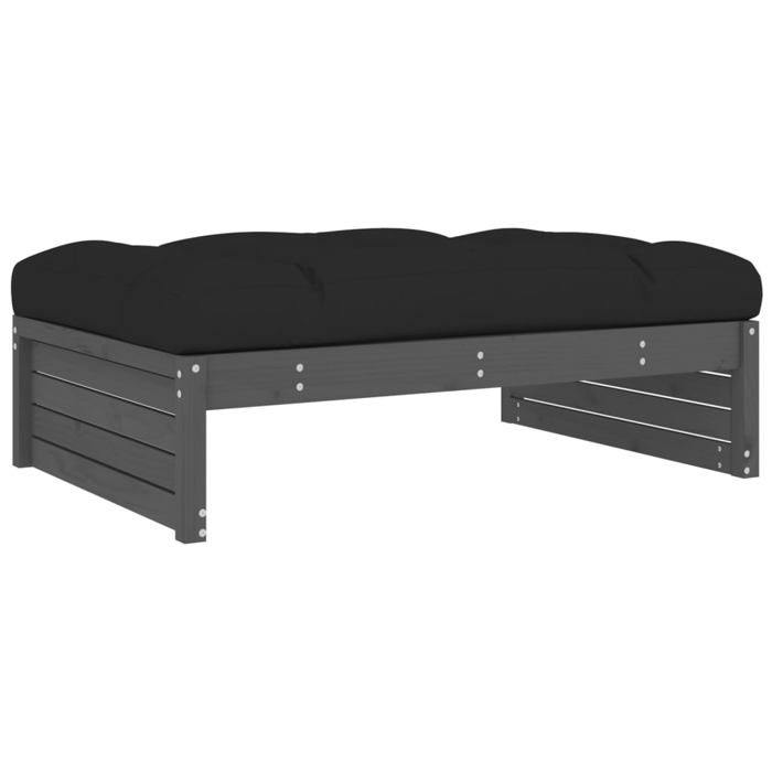 VidaXL Garden Footrest 120x80 Cm Grey Solid Pine Wood, Stool, Ottoman Footrest, Garden Stool, Pouf, 825767