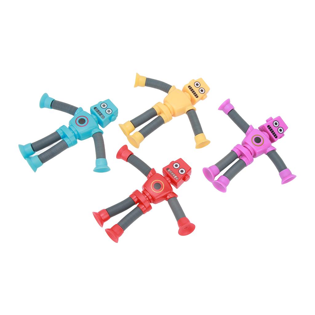 4PCS Telescopic Suction Cup Robots Toy Plastic Flexible Cartoon Puzzle Suction Cup for Boys Girls
