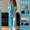 Ensemble de Pyjama Ample pour Femme Haut à Manches Trois-Quarts et Pantalon Vêtement de Nuit Ensemble 2 Pièces pour Femme Vêtement d'Intérieur Décontracté Surdimensionné