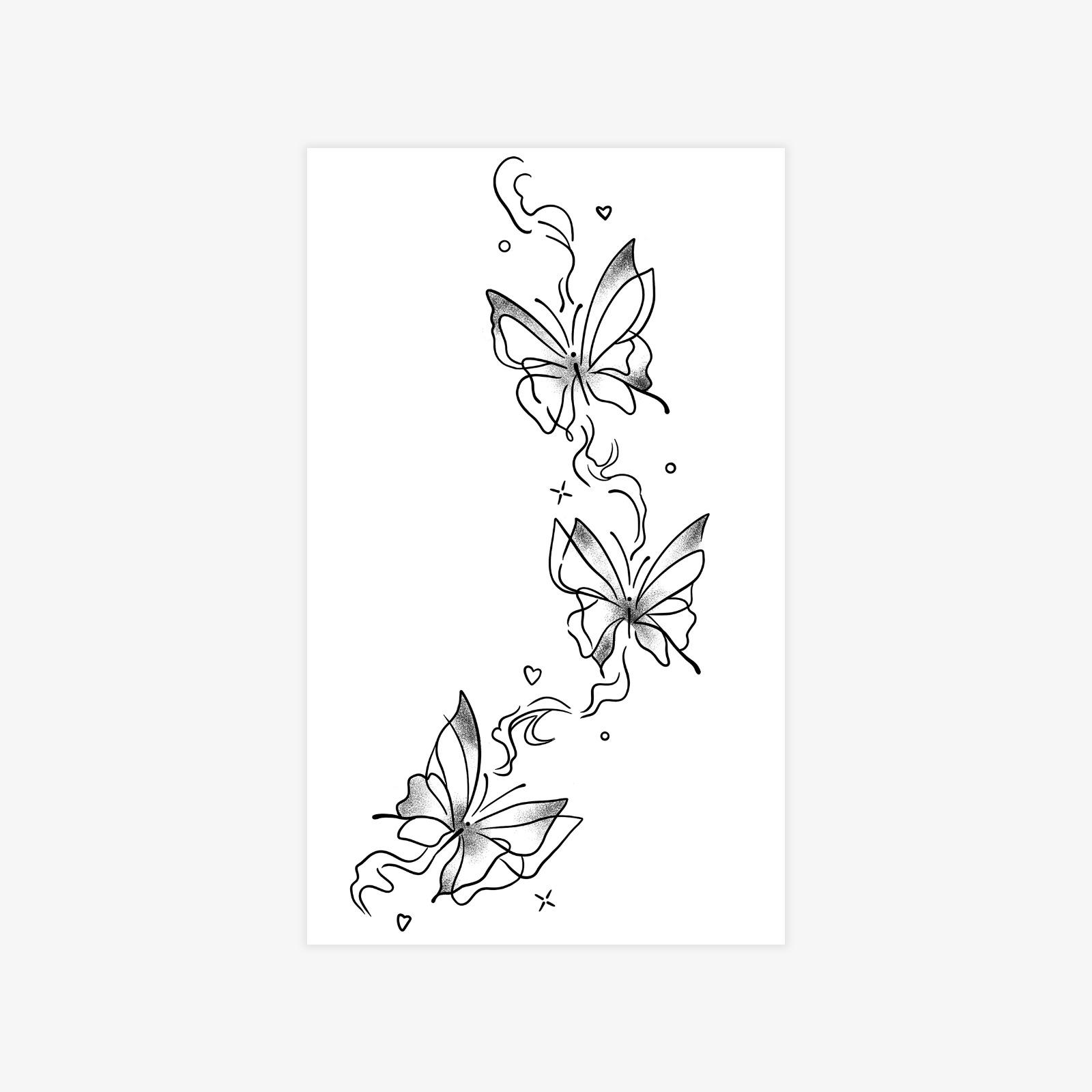 Wind Simplicity, Advanced Sense, Small Personality, Fresh Butterfly Flying Tattoo Sticker 9*15