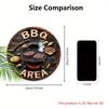 Vintage-Inspired BBQ Area Wooden Sign - Grill-Themed Outdoor Decor with Steak & Tools Imagery - Retro BBQ Decorative Plaque