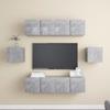 VidaXL TV Unit Set, 6 Pcs Concrete Grey Chipboard