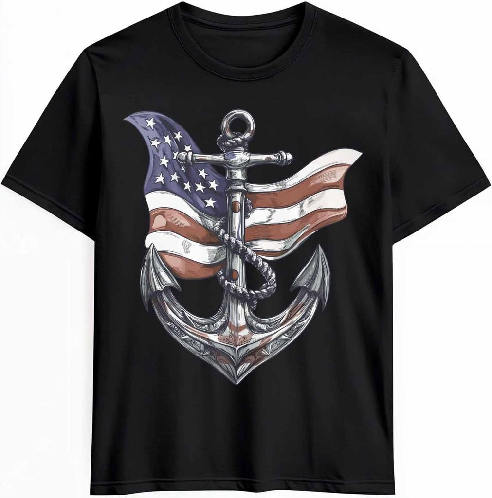 American Flag Anchor Graphic T-shirt