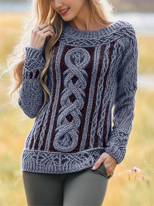 2025 Autumn/Winter 3D Print Round Neck Knit Sweater for Europe & America