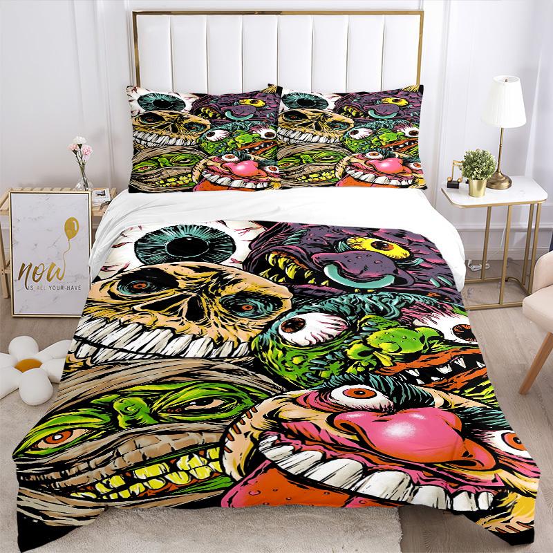 3pcs Monster Mashup Duvet Cover Set, 1 Duvet Cover + 2 Pillowcases (No Insert), High-Definition Print, Home & Dorm Set yy251208068