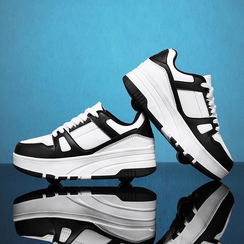 29-40 Bambini Smontaggio Quattro Ruote Scarpe Piatti Scarpe da Fuga / Scarpe da Pattinaggio a Rotelle con Ruote per Donna