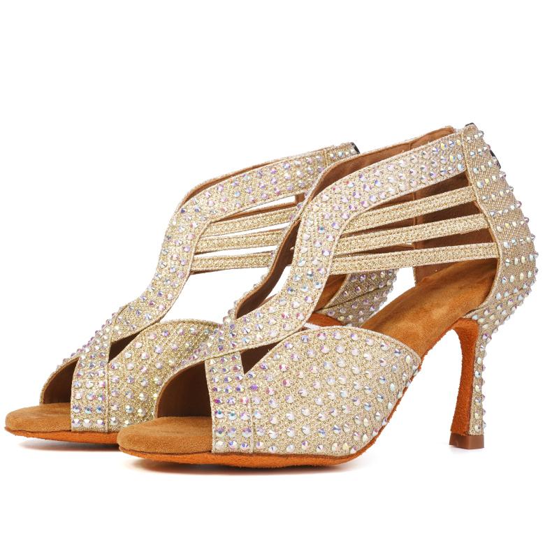 Womens Sequins Dance Shoes Girls Ballroom Party Latin Dance Shoes Jazz Salsa Performance Fashion Dance Shoes Heeled 5/7/9CM
