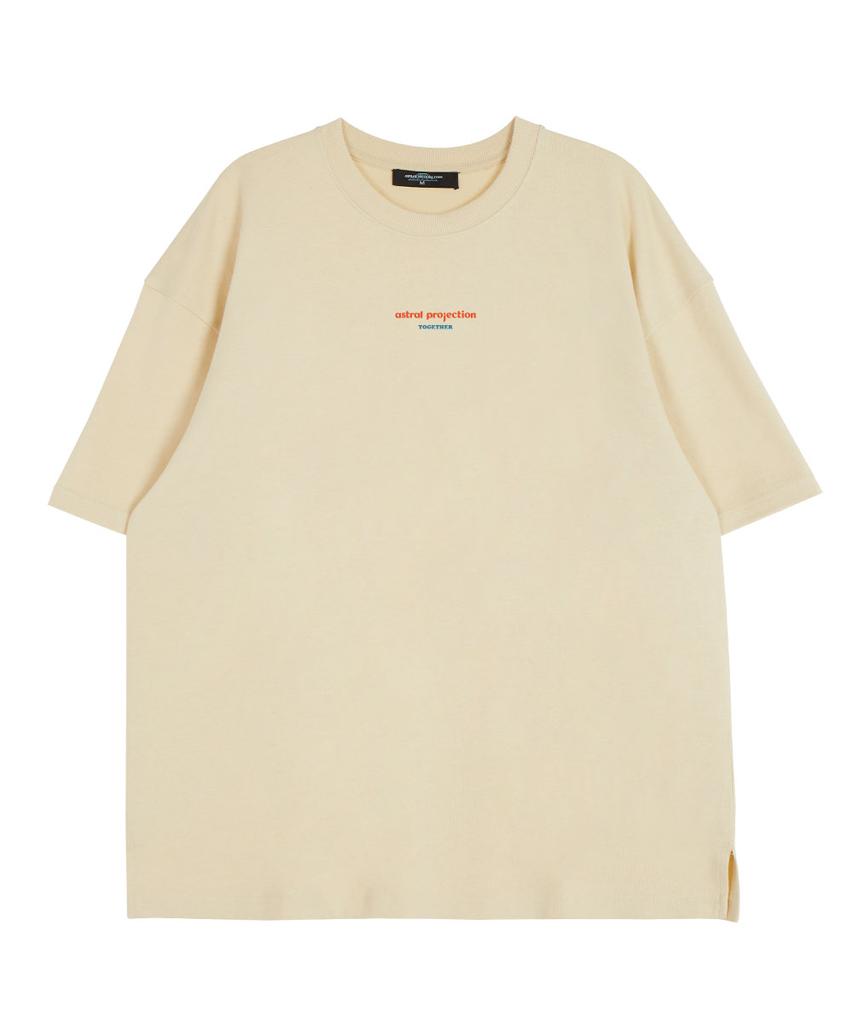 ASTRAL PROJECTION Smile Daisy Round Neck 15-Count Cotton Short Sleeve T-Shirt_Butter