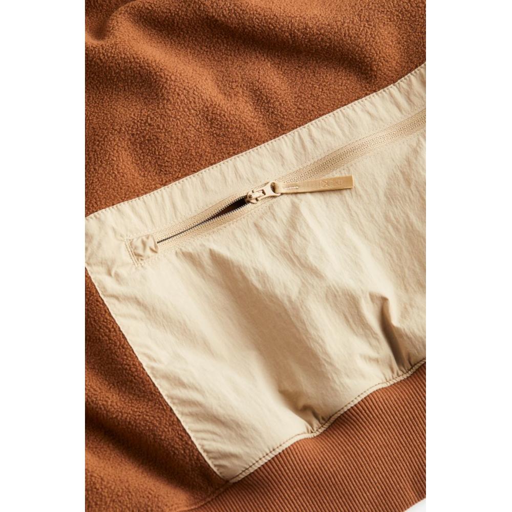 H M Pocket Detail Fleece sweatsHirt Brown