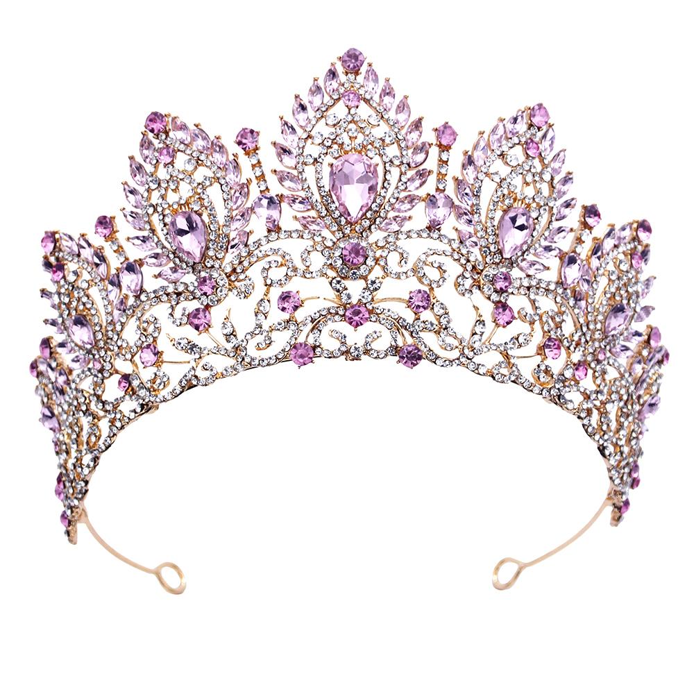 Vintage Opal Blue Crown Big Diadem Bride Crowns for Women Tiaras Wedding Dress Crown Hair Jewelry Princess Birthday Headdress