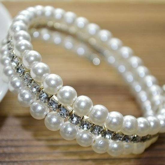 Rhinestone Pearl Bracelet for Girls - Children's Wristband Jewelry