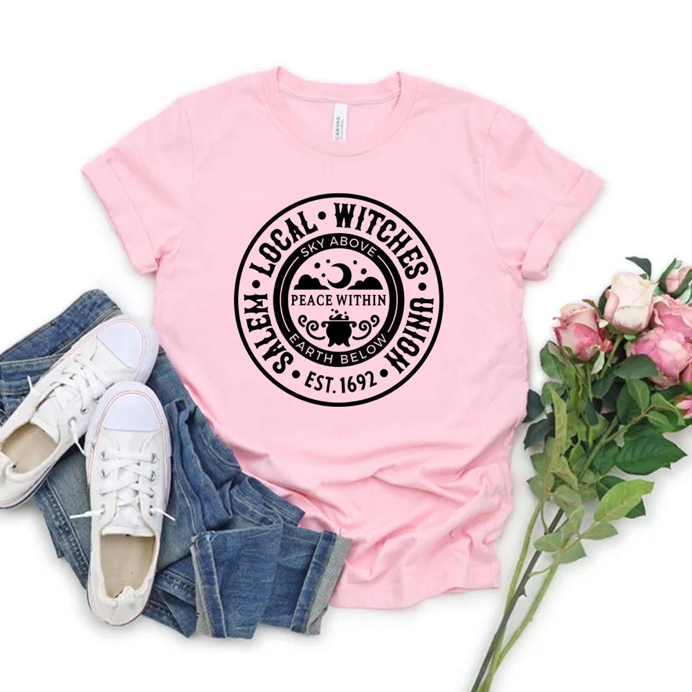 Local Witches TShirt Halloween Shirt Salem Local Witches Union T Shirts Unisex Vintage Aesthetic Clothes Harajuku Graphic Tees