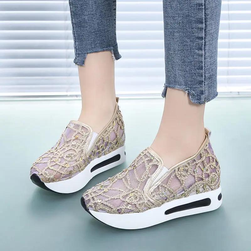 Fashion Designer Luxury Mesh Breathable High On Platform Women's Shoes Aesthetic 39 Comfortable and Elegant Y2k Fashion Ladies Footwear