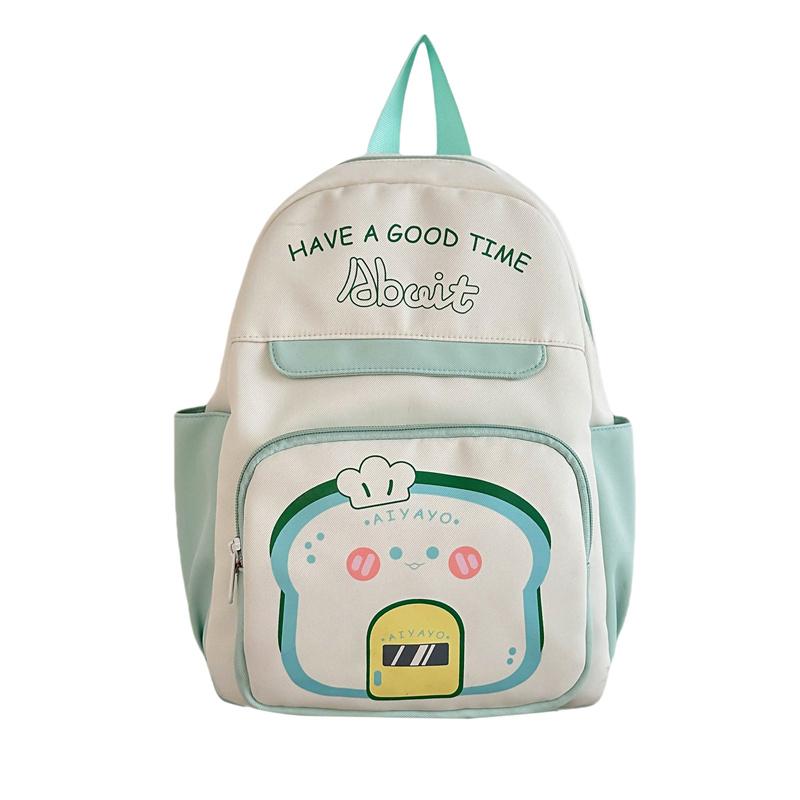 

Студенческая школьная сумка с рисунком для женщин, большой емкости, рюкзак для кампуса, рюкзак для девочек с цветными блоками зелёный