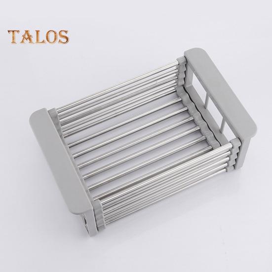 Stainless Steel Drain Rack Retractable Design Large Capacity Rust-Proof Corrosion Resistant Kitchen Sink Hollow Drain Rack Organizer
