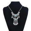 Mehrschichtige Böhmische Quaste Statement Halskette Für Frauen Geschnitztes Auge Vintage Ethnisch Lange Kette Anhänger Halskette Collier Femme