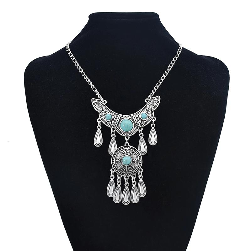 Mehrschichtige Böhmische Quaste Statement Halskette Für Frauen Geschnitztes Auge Vintage Ethnisch Lange Kette Anhänger Halskette Collier Femme