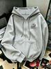 Letter-Printed Zip-Up Hoodie, Casual Zip-Up Long-Sleeve Hoodie - Knitted Polyester Fabric, Perfect for Autumn and Winter.
